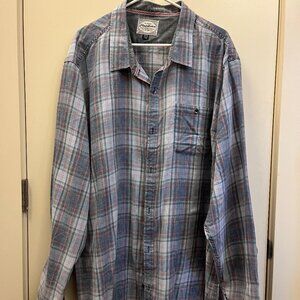 Flag & Anthem Men's Size 3XL Plaid Button Up Shirt, Blue with pink